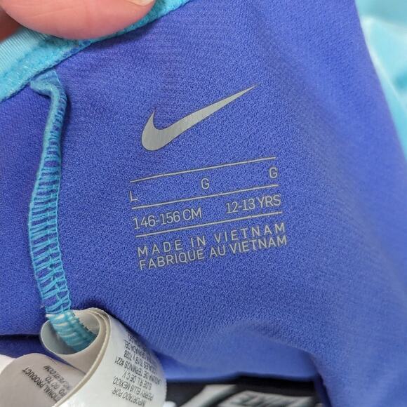 Nike Just Do It One Piece Swimsuit Cross Back Blue Girls Youth Large Swimwear - Picture 6 of 6